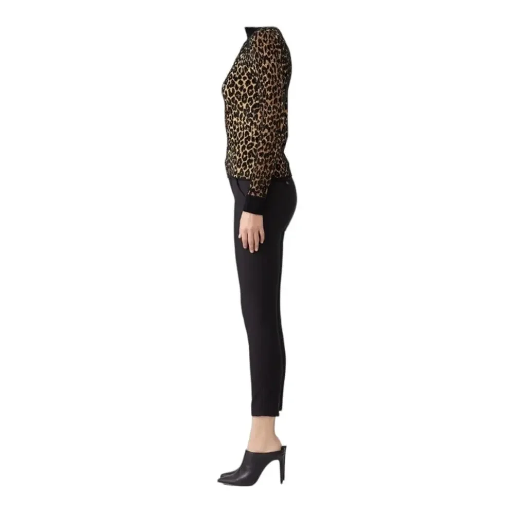 Ronny Kobo Dahlia Leopard Animal Turtleneck Pullover Sweater X-Small